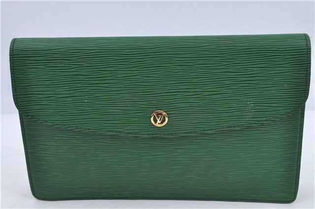 Authentic Louis Vuitton Epi Montaigne 27 Clutch Bag Green M52654 LV H8990