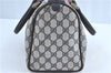 Authentic GUCCI Sherry Line Hand Boston Bag GG PVC Leather Navy Blue Junk H8993