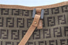 Authentic FENDI Zucchino Hand Tote Bag Canvas Leather Brown H9007