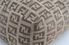 Authentic FENDI Zucchino Hand Tote Bag Canvas Leather Brown H9007