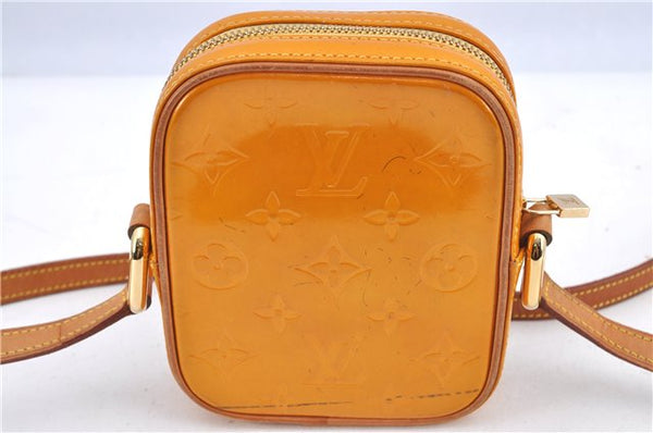 Auth Louis Vuitton Vernis Christie PM Shoulder Cross Bag Yellow M91110 LV H9011