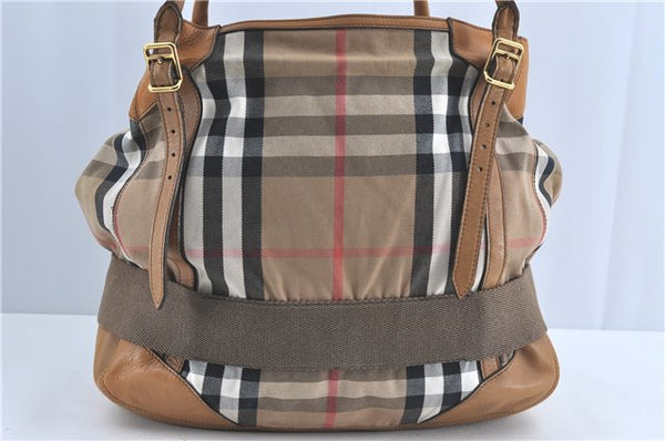 Authentic BURBERRY Nova Check Canvas Leather 2Way Shoulder Hand Bag Beige H9012