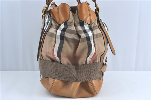 Authentic BURBERRY Nova Check Canvas Leather 2Way Shoulder Hand Bag Beige H9012