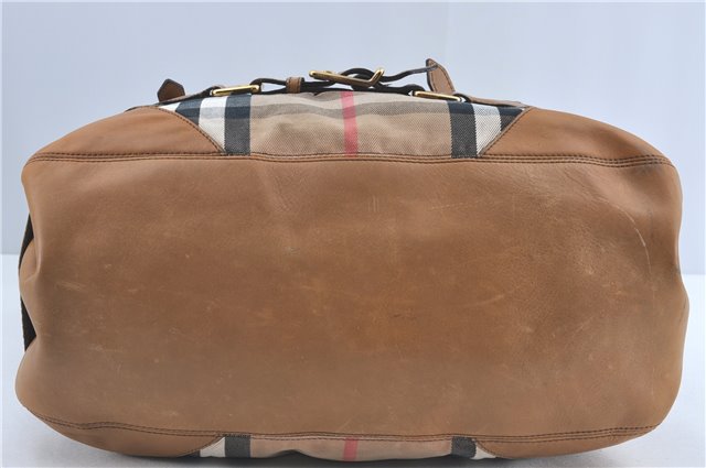 Authentic BURBERRY Nova Check Canvas Leather 2Way Shoulder Hand Bag Beige H9012