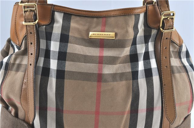 Authentic BURBERRY Nova Check Canvas Leather 2Way Shoulder Hand Bag Beige H9012