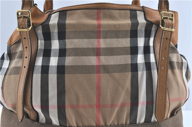 Authentic BURBERRY Nova Check Canvas Leather 2Way Shoulder Hand Bag Beige H9012