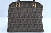 Authentic FENDI Zucca Hand Bag Canvas Leather Brown H9014