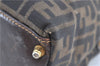 Authentic FENDI Zucca Hand Bag Canvas Leather Brown H9014