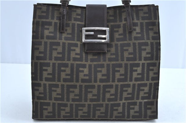 Auth FENDI Zucca Mamma Baguette Shoulder Tote Bag Canvas Leather Brown H9015