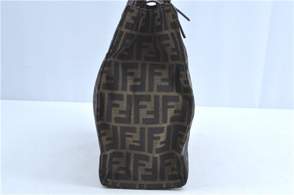 Auth FENDI Zucca Mamma Baguette Shoulder Tote Bag Canvas Leather Brown H9015