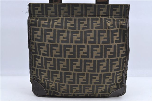 Authentic FENDI Zucca Hand Tote Bag Canvas Brown H9016