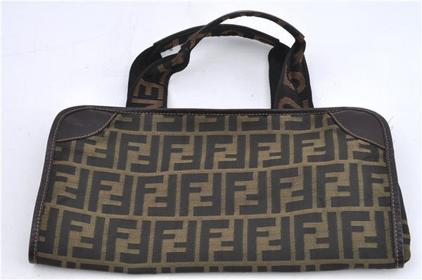 Authentic FENDI Zucca Hand Tote Bag Canvas Brown H9016