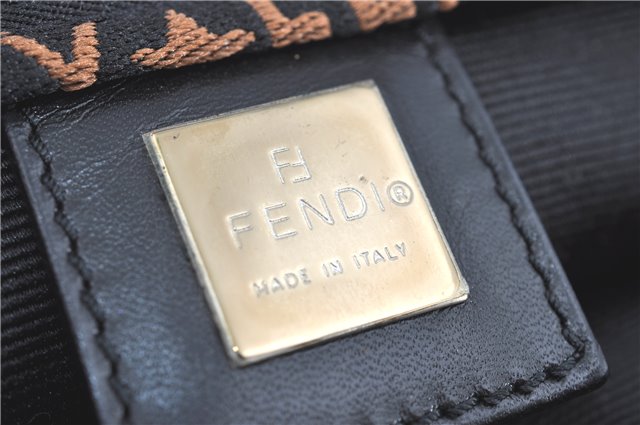 Authentic FENDI Nylon Leather Hand Bag Purse Black H9018