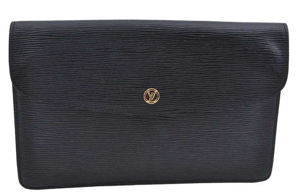 Authentic Louis Vuitton Epi Montaigne 27 Clutch Bag Black M52652 LV H9028