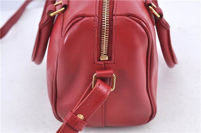 Auth SAINT LAURENT Baby Duffle 2Way Shoulder Hand Bag Purse Leather Red H9040