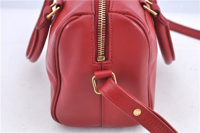 Auth SAINT LAURENT Baby Duffle 2Way Shoulder Hand Bag Purse Leather Red H9040