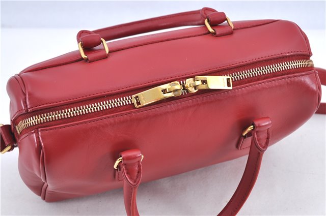 Auth SAINT LAURENT Baby Duffle 2Way Shoulder Hand Bag Purse Leather Red H9040