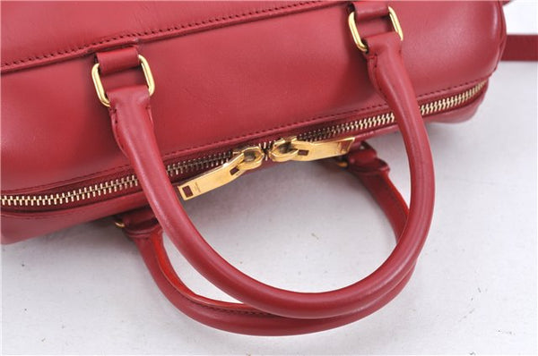 Auth SAINT LAURENT Baby Duffle 2Way Shoulder Hand Bag Purse Leather Red H9040