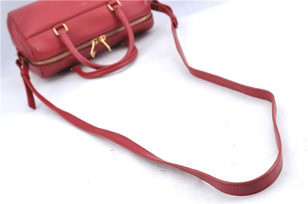 Auth SAINT LAURENT Baby Duffle 2Way Shoulder Hand Bag Purse Leather Red H9040