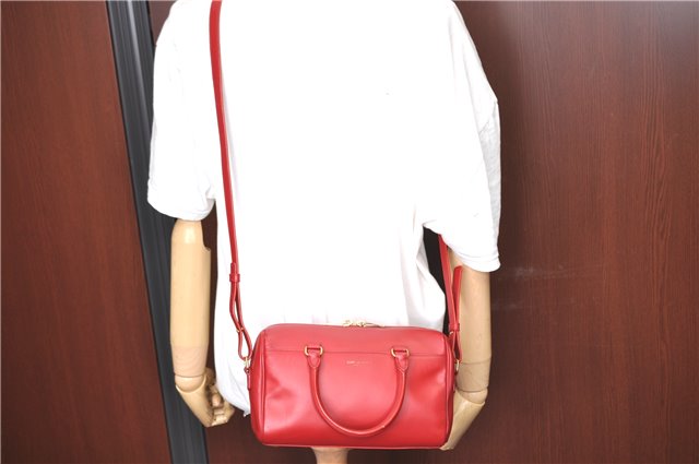 Auth SAINT LAURENT Baby Duffle 2Way Shoulder Hand Bag Purse Leather Red H9040