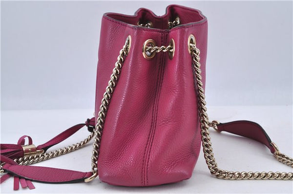 Authentic GUCCI SOHO Tassel Shoulder Tote Bag Purse GG Leather 387043 Pink H9041