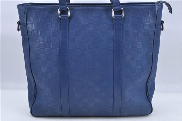 Authentic Louis Vuitton Damier Infini Tadao PM Hand Bag Blue N41352 LV H9042