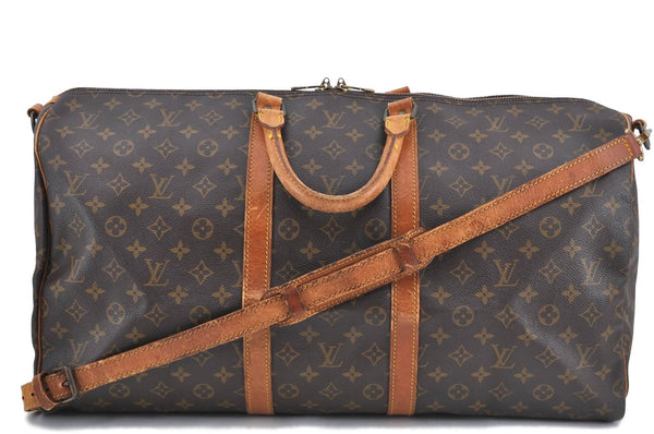 Auth Louis Vuitton Monogram Keepall Bandouliere 55 Boston Bag M41414 LV H9044