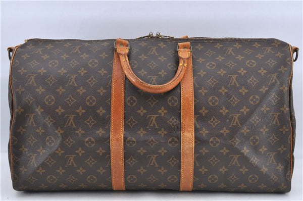 Auth Louis Vuitton Monogram Keepall Bandouliere 55 Boston Bag M41414 LV H9044