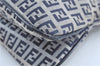 Auth FENDI Zucchino Mamma Baguette Shoulder Bag Canvas Leather Navy Blue H9049