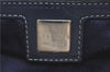 Auth FENDI Zucchino Mamma Baguette Shoulder Bag Canvas Leather Navy Blue H9049