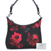 Authentic PRADA Flower Motif Nylon Leather Shoulder Hand Bag BR3134 Black H9052