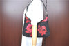 Authentic PRADA Flower Motif Nylon Leather Shoulder Hand Bag BR3134 Black H9052