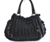 Authentic PRADA Nylon Enamel Shoulder Tote Bag Black H9073