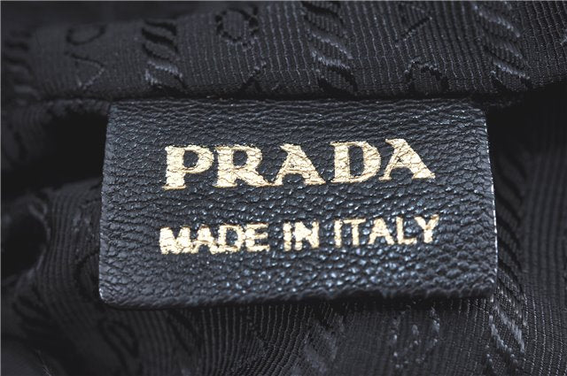 Authentic PRADA Nylon Enamel Shoulder Tote Bag Black H9073