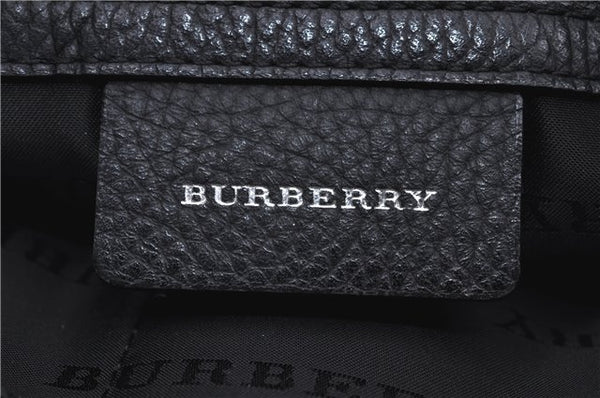 Authentic BURBERRY Vintage Nova Check Nylon Leather Tote Hand Bag Black H9074