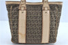 Authentic FENDI Zucchino Shoulder Tote Bag Canvas Leather Brown H9085