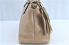 Authenic GUCCI SOHO Tassel 2Way Shoulder Tote Bag GG Leather 308362 Beige H9089