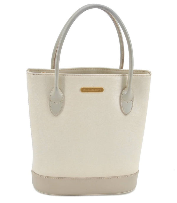 Authentic BURBERRY Vintage Leather Shoulder Bag Ivory H9092