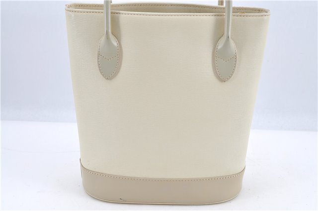 Authentic BURBERRY Vintage Leather Shoulder Bag Ivory H9092
