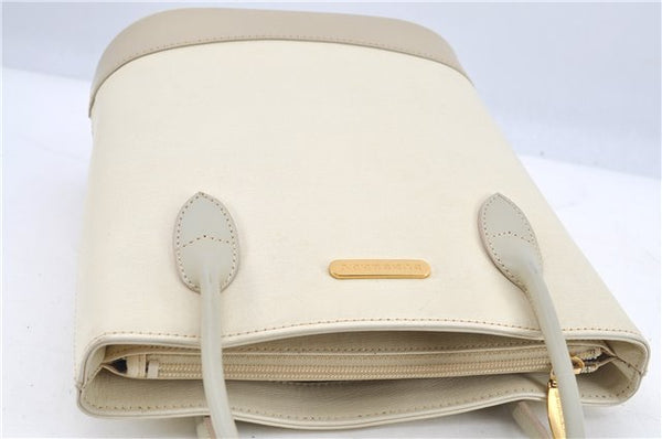 Authentic BURBERRY Vintage Leather Shoulder Bag Ivory H9092
