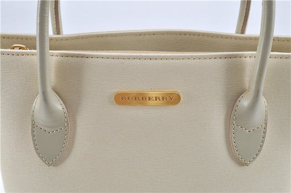 Authentic BURBERRY Vintage Leather Shoulder Bag Ivory H9092