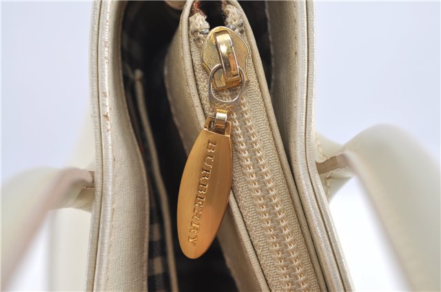 Authentic BURBERRY Vintage Leather Shoulder Bag Ivory H9092