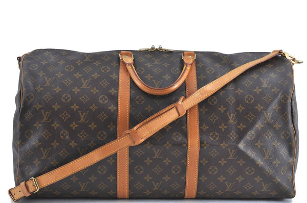 Auth Louis Vuitton Monogram Keepall Bandouliere 60 Boston Bag M41412 LV H9096