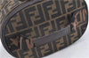 Authentic FENDI Zucca Vanity Bag Pouch Purse Canvas Leather Brown H9106