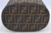 Authentic FENDI Zucca Vanity Bag Pouch Purse Canvas Leather Brown H9106