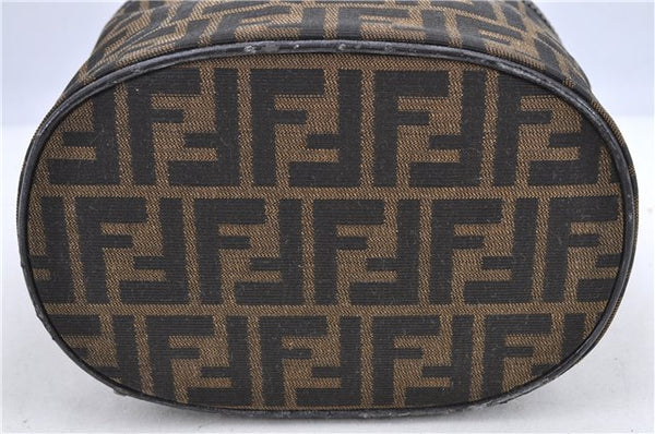 Authentic FENDI Zucca Vanity Bag Pouch Purse Canvas Leather Brown H9106