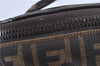 Authentic FENDI Zucca Vanity Bag Pouch Purse Canvas Leather Brown H9106