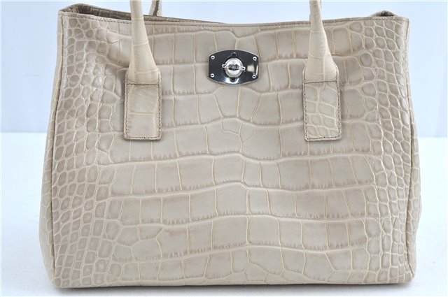 Authentic FURLA Leather Shoulder Tote Bag Ivory H9107