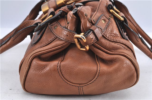 Authentic Chloe Paddington Leather Shoulder Bag Brown H9109
