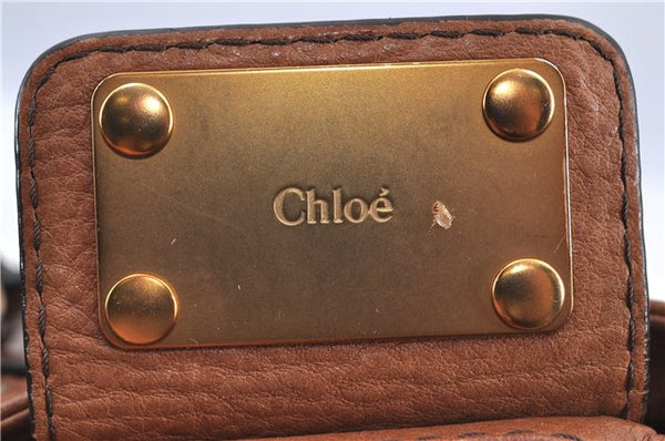 Authentic Chloe Paddington Leather Shoulder Bag Brown H9109